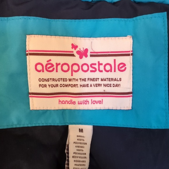 Vintage Y2K Aeropostale Down Puffer Vest Women Sz M Blue Full-Zip Preppy Pockets - Picture 8 of 16